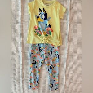 Bluey Yellow and Gray Kids Pajama Set with Cartoon Design